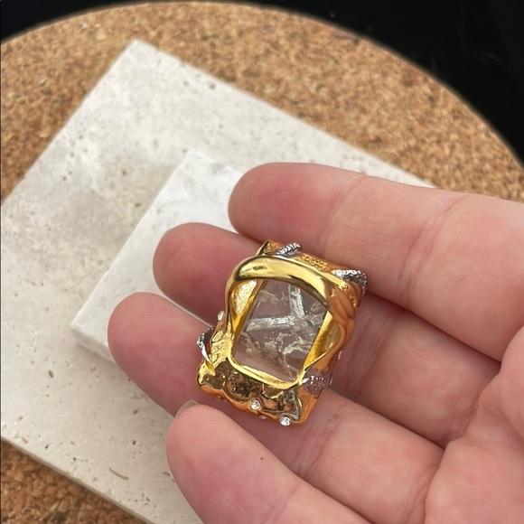 Alexis Bittar Gold and Silver Statement Ring with Crystal Accent - Picture 3 of 6